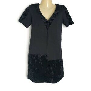 French Connection Black Dress‎ with Velvety Contrast Women's Size 2